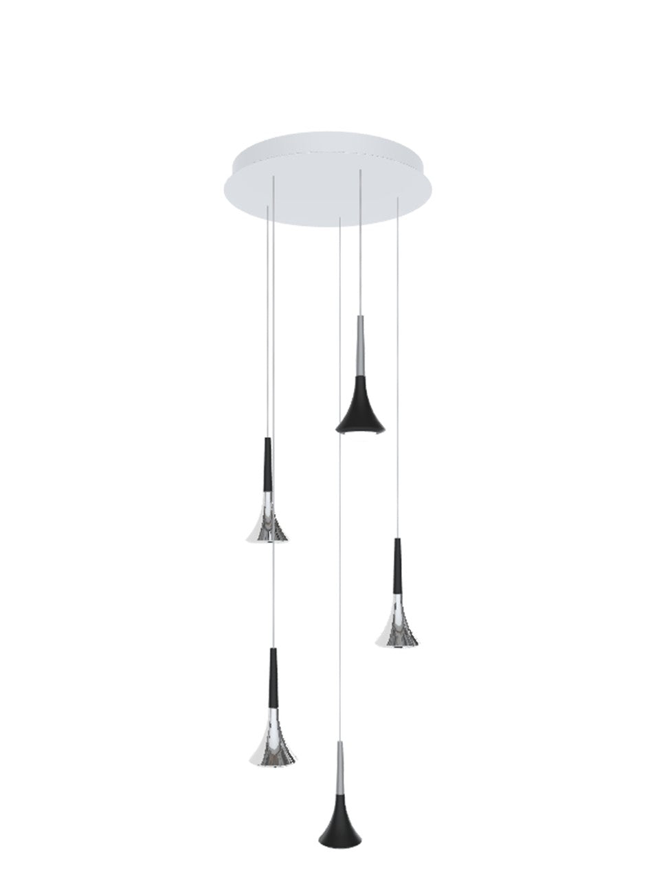 Lodes - Rain, 5 Multi-Drop Pendants with ceiling plate - Scossa