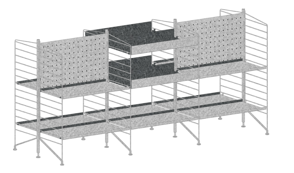 String - Outdoor - 3 Section Freestanding Galvanised Shelf