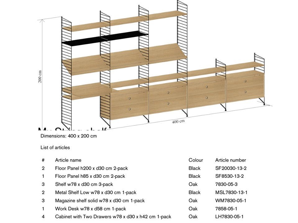 String - Home Office Shelving System Oak