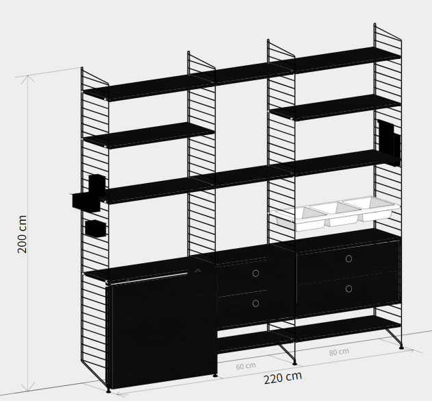 String - Home Office - Workspace Shelving System - Black