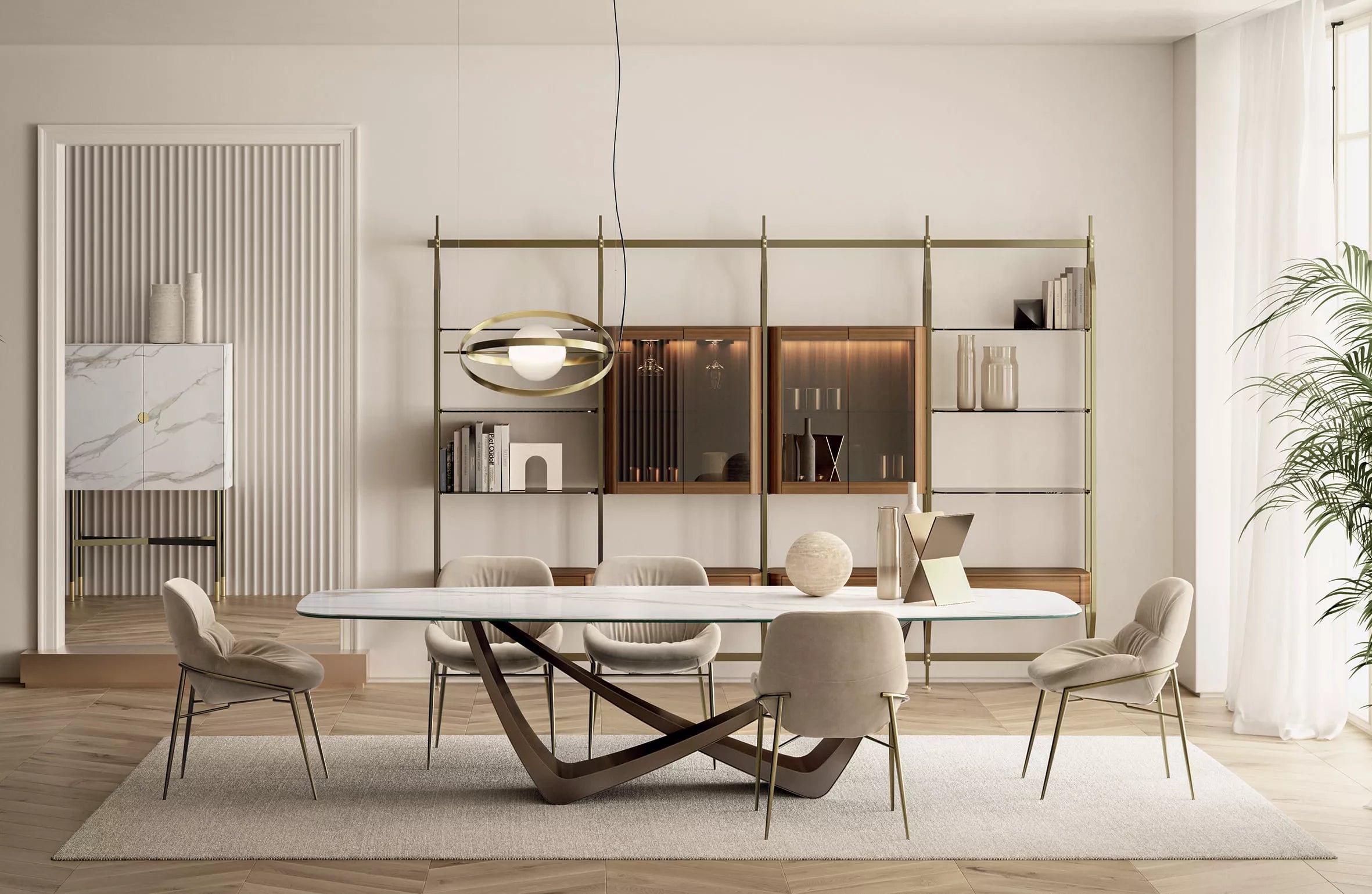 Bontempi Casa - Bach ceramic dining table (Barrel Shaped)