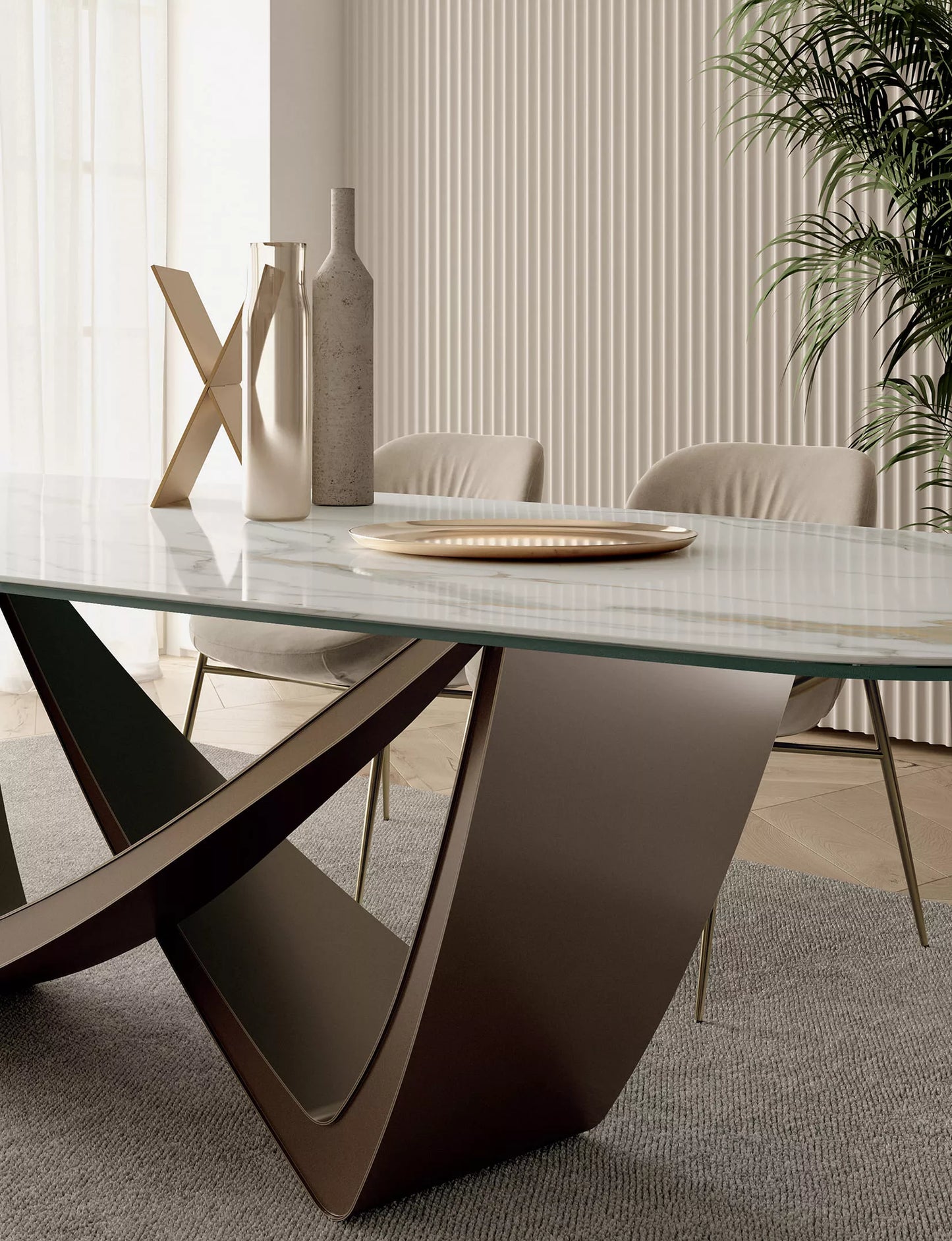 Bontempi Casa - Bach ceramic dining table (Barrel Shaped)