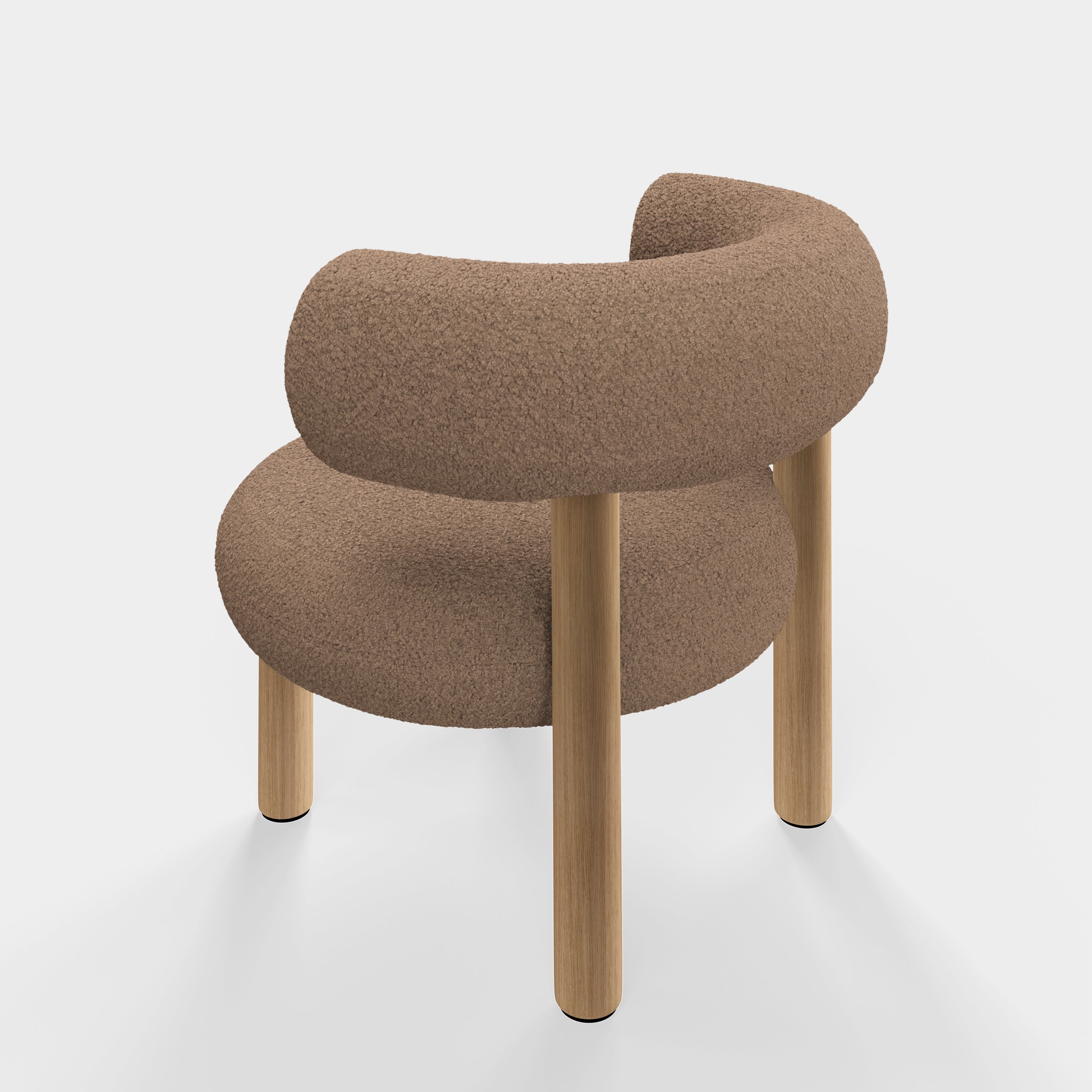 Tom Dixon - Fat Lounge Chair Brushed Natural Wood & Light Brown Boucle