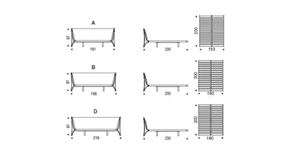 Set of line drawings with labeled dimensions on a white background