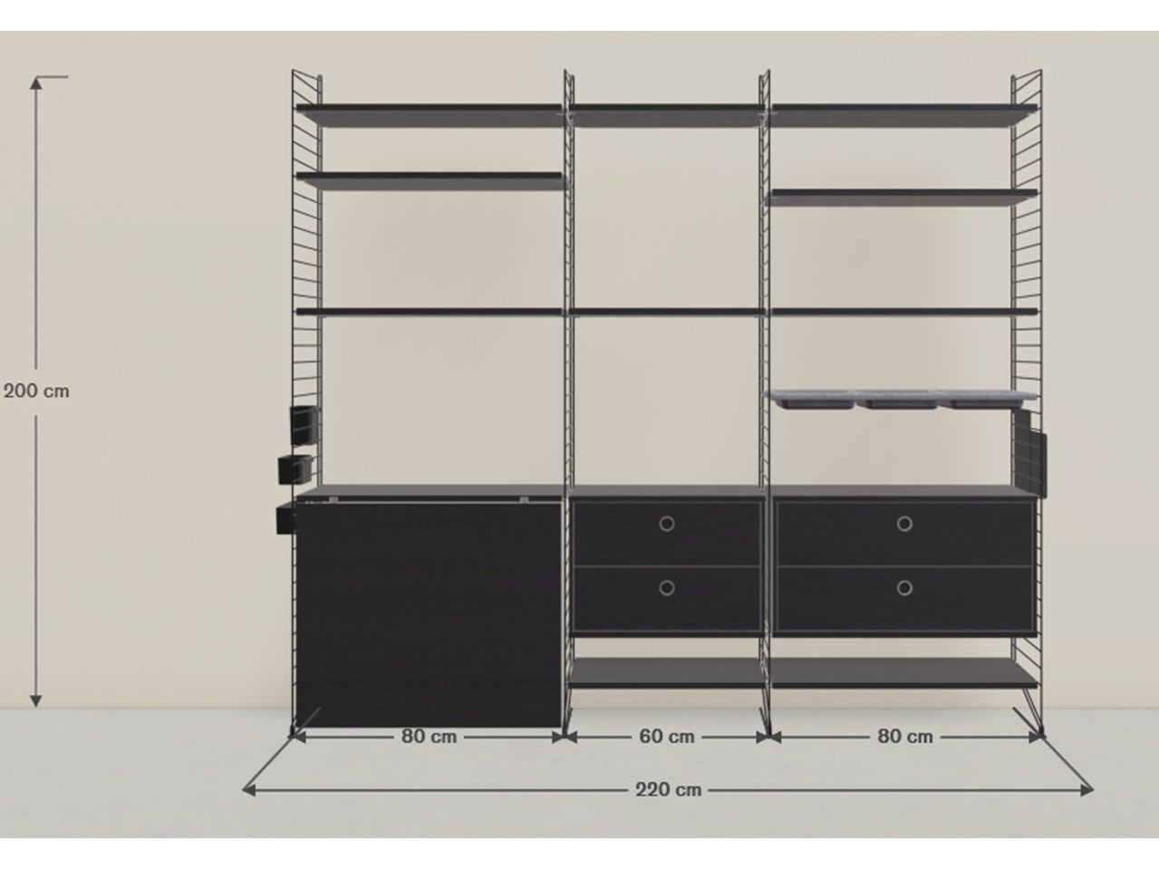 String - Home Office - Workspace Shelving System - Black