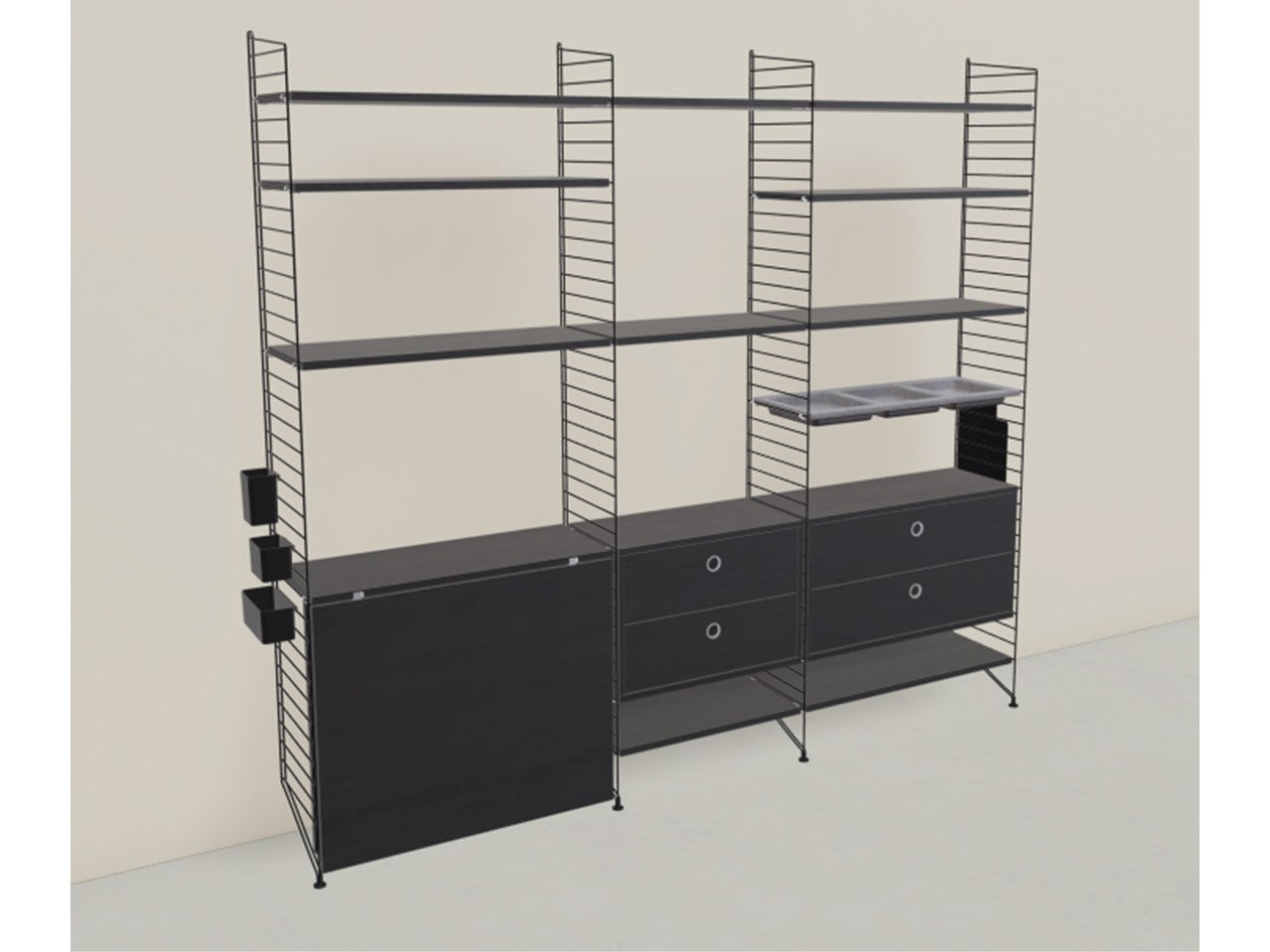 String - Home Office - Workspace Shelving System - Black