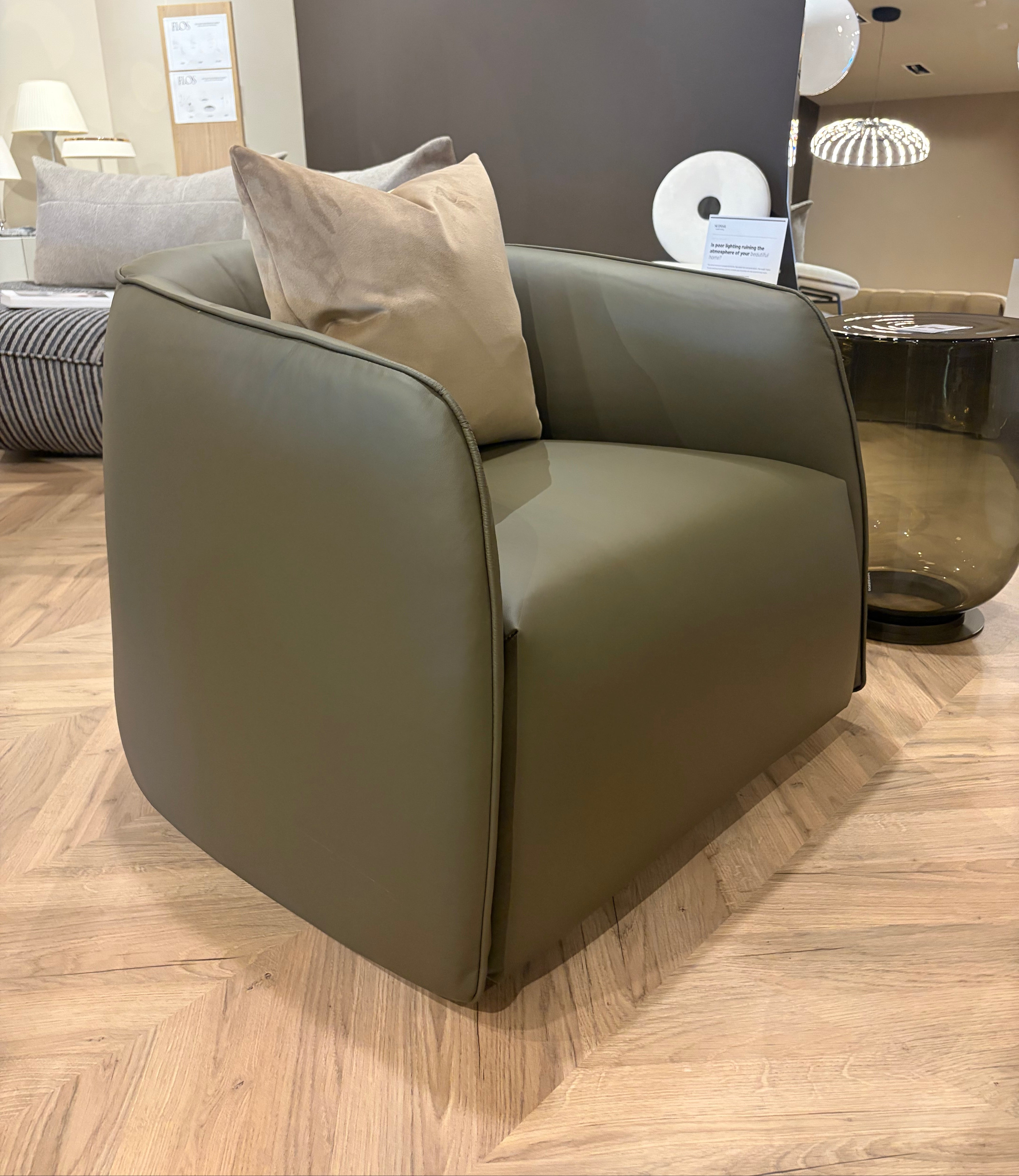 Bontempi Casa - Kodi swivel armchair in Premium Leather (Clearance)