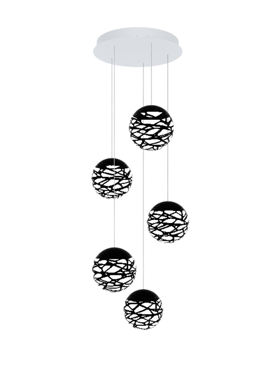 Lodes - Kelly Cluster, 5 multi-drop pendants with round ceiling plate