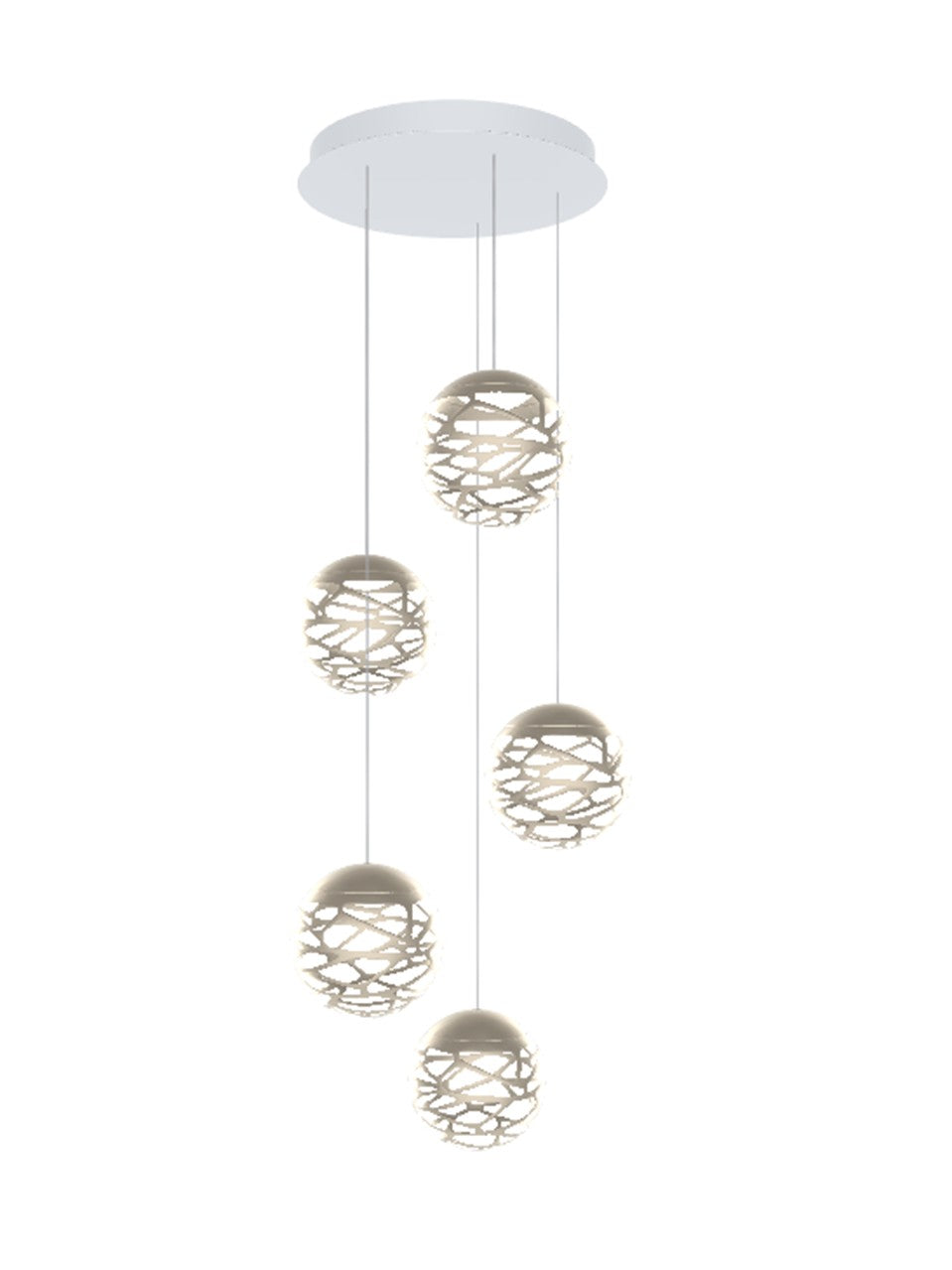 Lodes - Kelly Cluster, 5 multi-drop pendants with round ceiling plate - Scossa