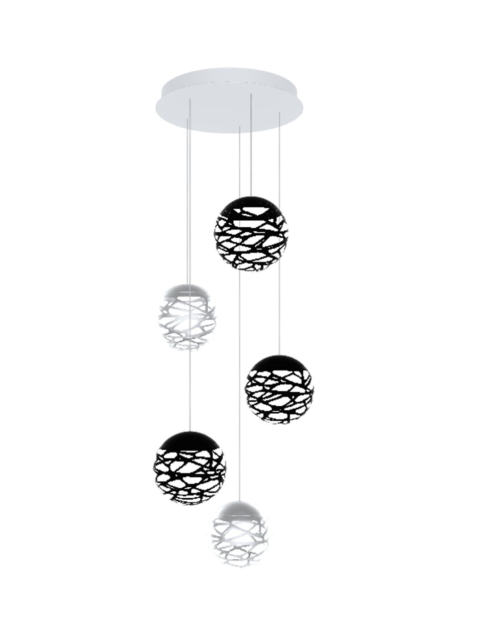 Lodes - Kelly Cluster, 5 multi-drop pendants with round ceiling plate