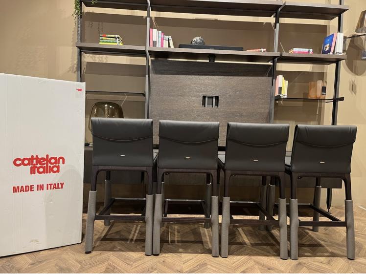 Cattelan Italia - Sofia stools in soft leather (Kitchen height)