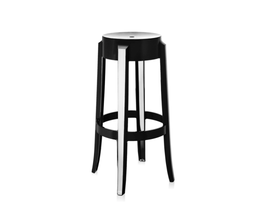 Kartell - Charles Ghost Stools Glossy Black (Set of 2) - Clearance