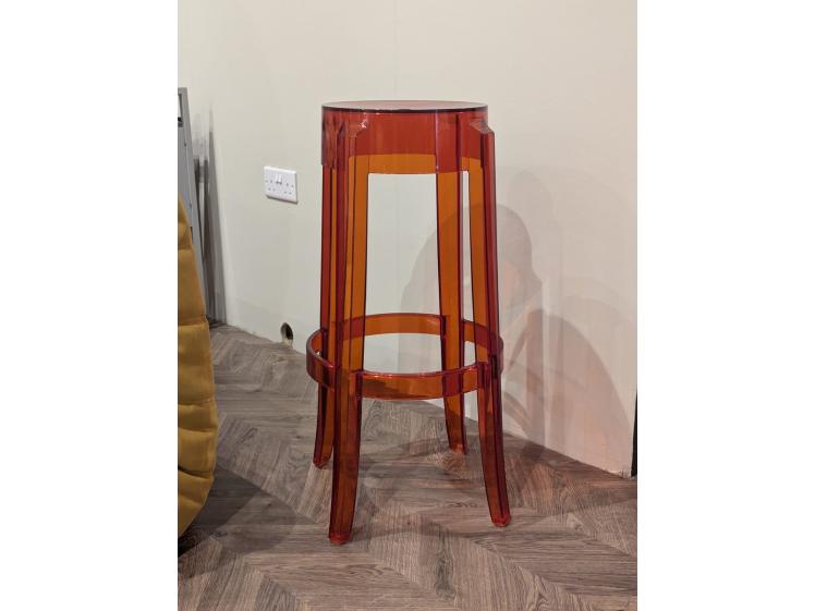 Kartell - Charles Ghost Stools (Set of 2) Transparent red - Clearance